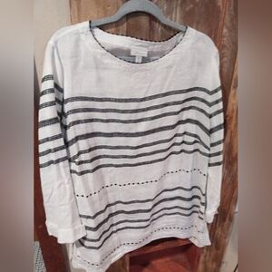 J. Jill White and Black Striped Top